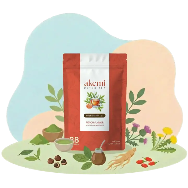 Akemi Detox Tea Packung mit Guarana, Matcha, Ginseng und Goji-Beeren